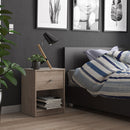 May Oak Finish 1 Drawer Bedside Table by Lavishway | Bedside Tables-49829