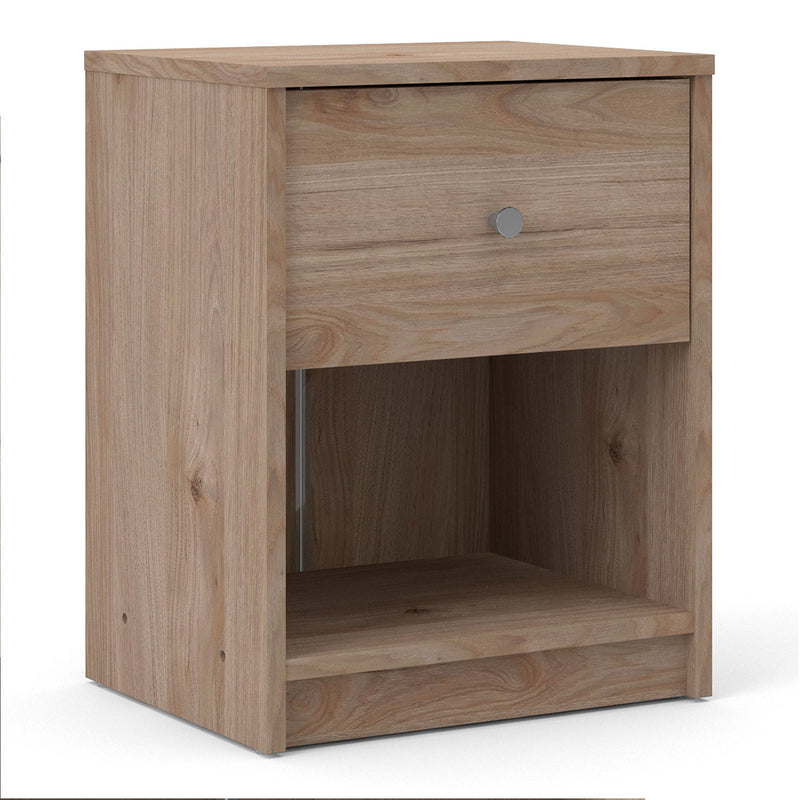 May Oak Finish 1 Drawer Bedside Table by Lavishway | Bedside Tables-49834