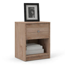 May Oak Finish 1 Drawer Bedside Table by Lavishway | Bedside Tables-49831