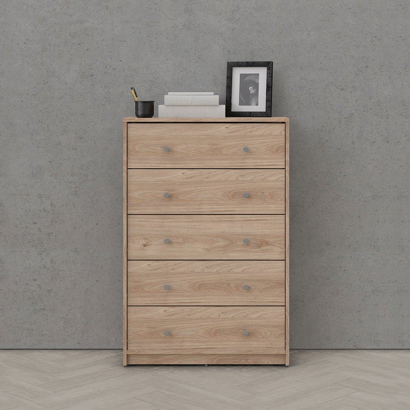 May Oak Finish Wooden 5 Chest of Drawers by Lavishway | Chest Of Drawers-49805