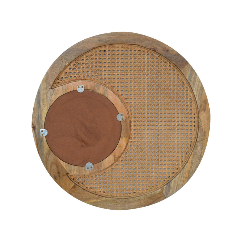 Maya Rattan Wood Frame Round Wall Mirror by Lavishway | Wall Mirrors-57539