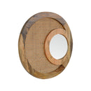 Maya Rattan Wood Frame Round Wall Mirror by Lavishway | Wall Mirrors-57535