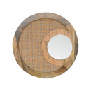 Maya Rattan Wood Frame Round Wall Mirror by Lavishway | Wall Mirrors-57536