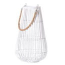 Domed Rope Detail White Rattan Lantern by Lavishway | Candle Holders-51383