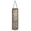 Glass Hurricane Natural Wicker Lantern by Lavishway | Candle Holders-51305