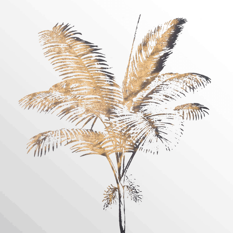 Plam Tree Mirrored Brass Frame Wall Art by Lavishway | Art Gallery-51243