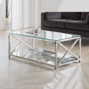 Miami Glass Top Chrome Coffee Table by Lavishway | Coffee Tables-61675