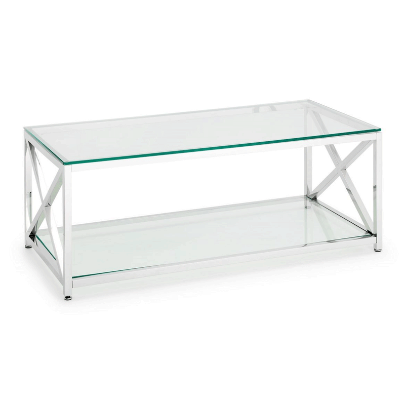 Miami Glass Top Chrome Coffee Table by Lavishway | Coffee Tables-61677