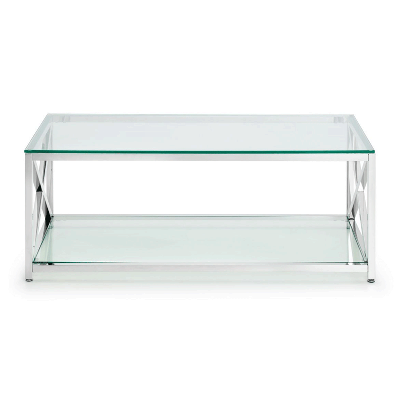 Miami Glass Top Chrome Coffee Table by Lavishway | Coffee Tables-61678