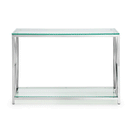 Miami Glass Top Chrome Console Table by Lavishway | Hallway Console Table-61662