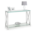 Miami Glass Top Chrome Console Table by Lavishway | Hallway Console Table-61660
