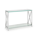 Miami Glass Top Chrome Console Table by Lavishway | Hallway Console Table-61661