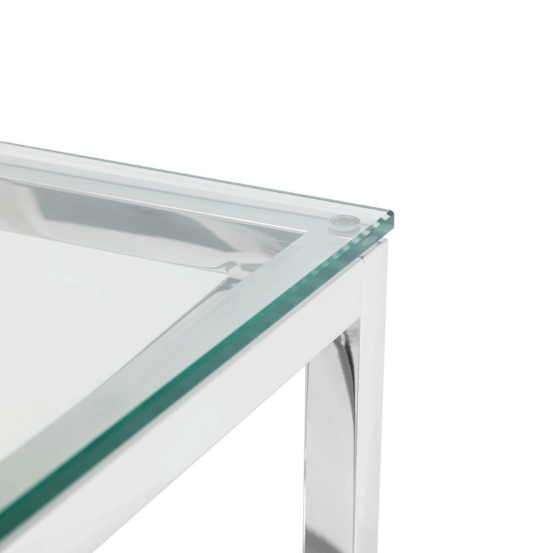 Miami Glass Top Chrome Console Table by Lavishway | Hallway Console Table-61665