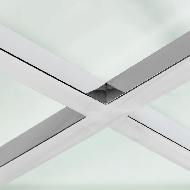 Miami Glass Top Chrome Console Table by Lavishway | Hallway Console Table-61664