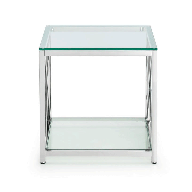Miami Glass Top Chrome Lamp Table by Lavishway | Side Tables-61650