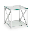 Miami Glass Top Chrome Lamp Table by Lavishway | Side Tables-61651