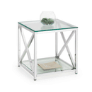 Miami Glass Top Chrome Lamp Table by Lavishway | Side Tables-61649