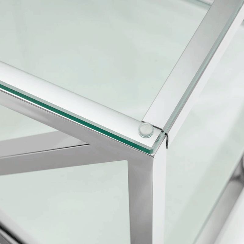 Miami Glass Top Chrome Lamp Table by Lavishway | Side Tables-61652