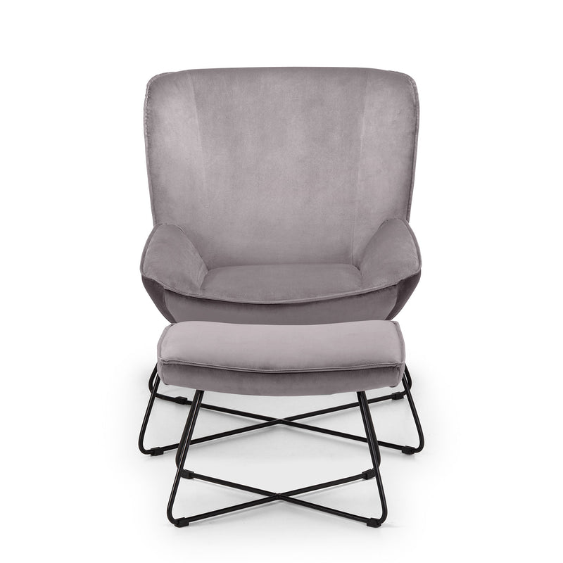 Mila Velvet Accent Chair & Stool by Lavishway | Accent Chairs-61638