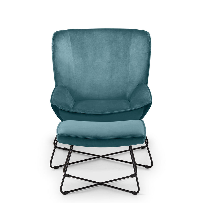 Mila Velvet Accent Chair & Stool by Lavishway | Accent Chairs-61639