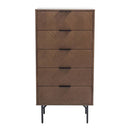 Milo Walnut Finish 5 Chest of Drawers by Lavishway | Chest Of Drawers-23088
