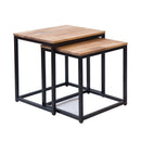 Mirelle Solid Oak Black Metal Nest Of Tables by Lavishway | Nest of Tables-28440