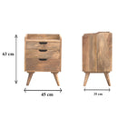 Miro Solid Wood 3 Drawers Bedside Table by Lavishway | Bedside Tables-60034