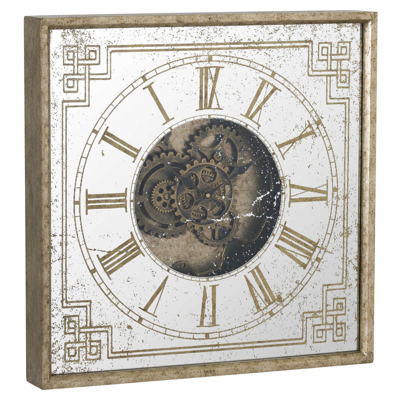 Mirrored Square Framed Moving Mechanism Clock by Lavishway | Wall Clocks-51569