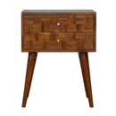 Hutch Chestnut Finish 2 Drawers Bedside Table by Lavishway | Bedside Tables-58824