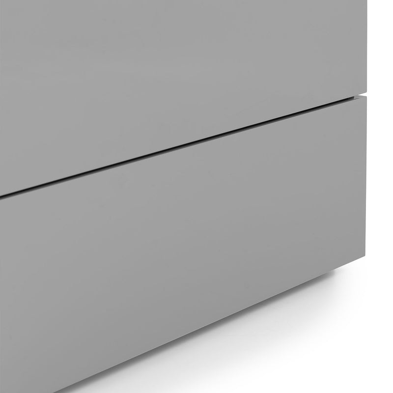 Monaco Grey Gloss 2 Drawers Bedside Table by Lavishway | Bedside Tables-61588