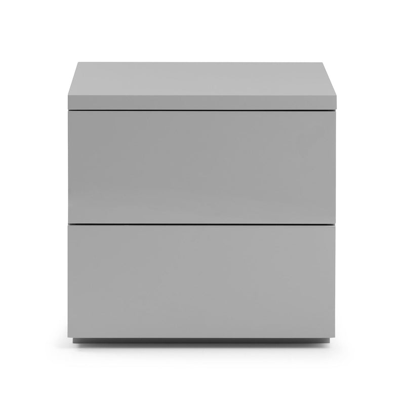 Monaco Grey Gloss 2 Drawers Bedside Table by Lavishway | Bedside Tables-61586
