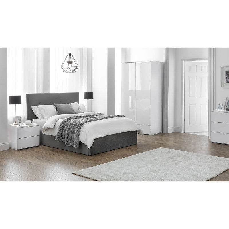 Monaco High Gloss 2 Doors & 1 Drawer Wardrobe by Lavishway | Wardrobe-61598