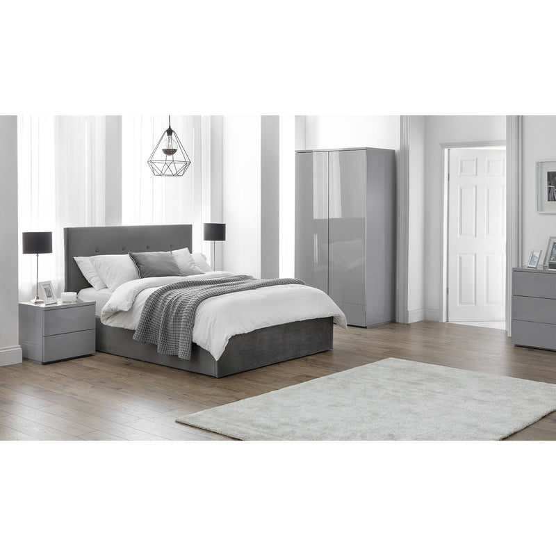 Monaco High Gloss 2 Doors & 1 Drawer Wardrobe by Lavishway | Wardrobe-61597