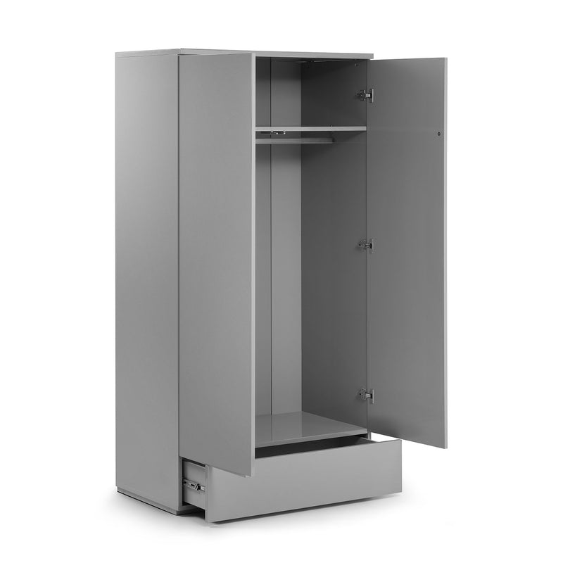 Monaco High Gloss 2 Doors & 1 Drawer Wardrobe by Lavishway | Wardrobe-61596