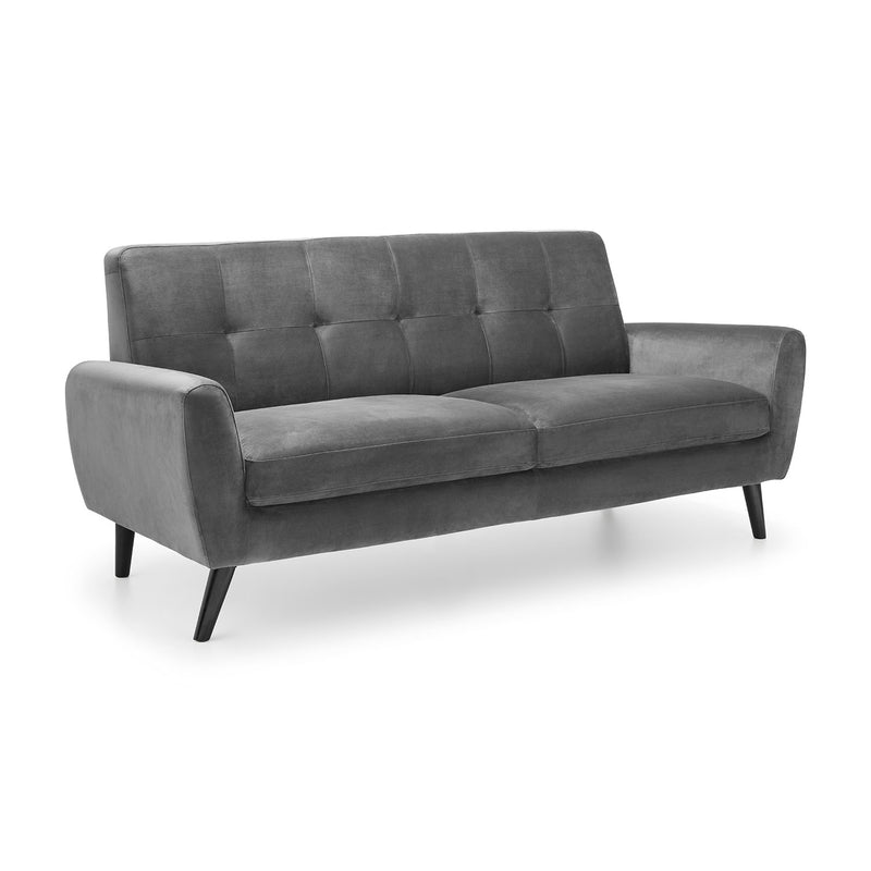 Monza Dark Grey Velvet 2 Seater Sofa by Lavishway | Velvet Sofa-61549