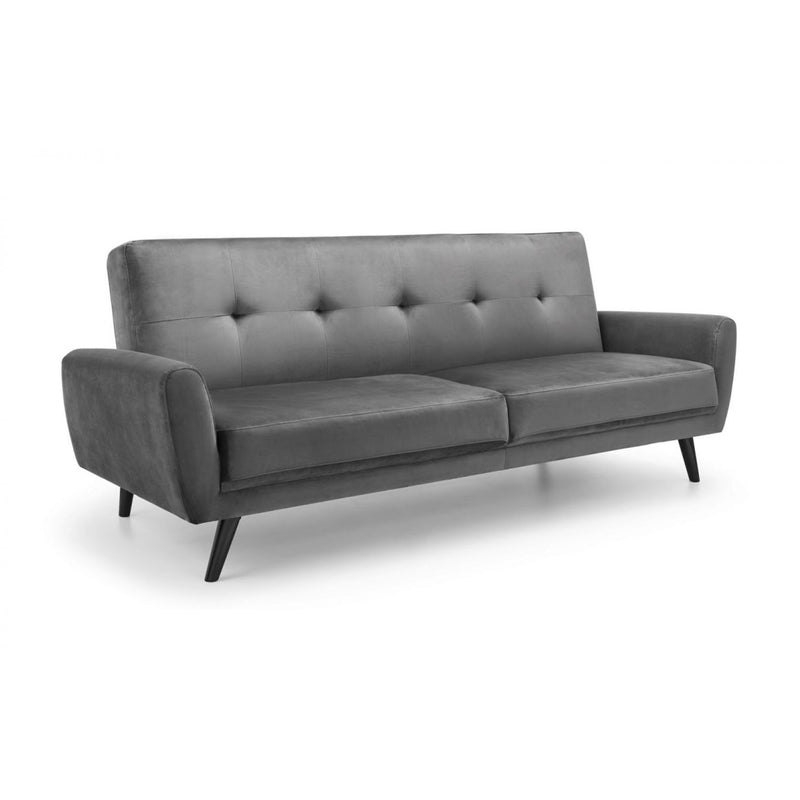 Monza Dark Grey Velvet 3 Seater Sofa by Lavishway | Velvet Sofa-61534