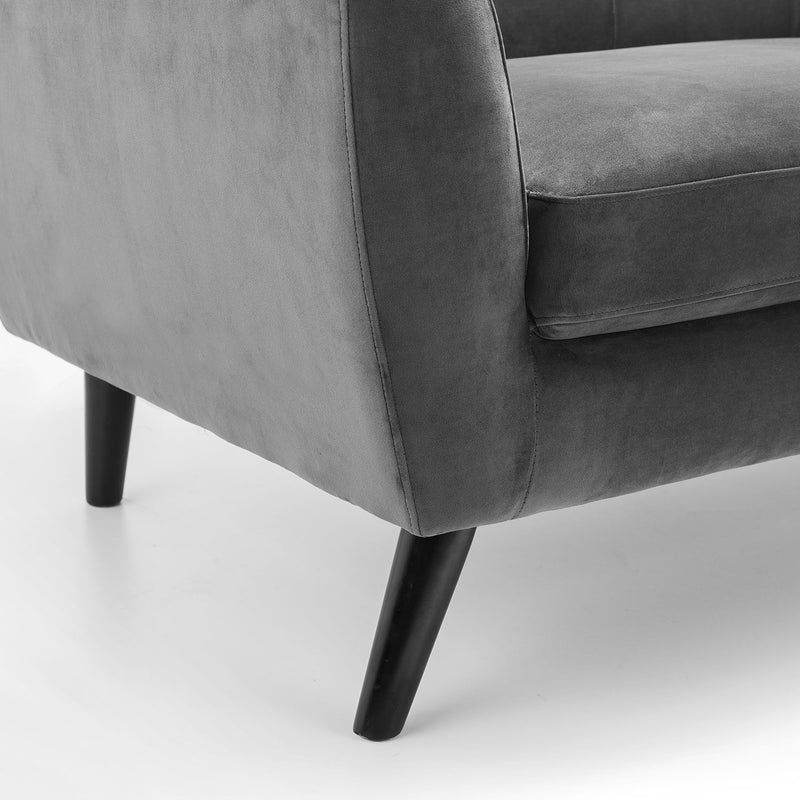 Monza Dark Grey Velvet 3 Seater Sofa by Lavishway | Velvet Sofa-61537