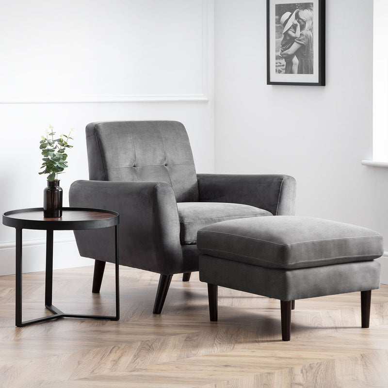 Monza Dark Grey Velvet Armchair by Lavishway | Velvet Sofa-61529