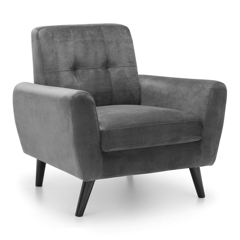 Monza Dark Grey Velvet Armchair by Lavishway | Velvet Sofa-61530