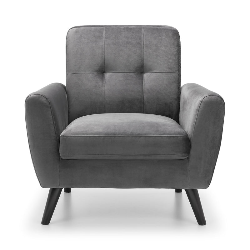 Monza Dark Grey Velvet Armchair by Lavishway | Velvet Sofa-61531