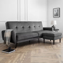 Monza Dark Grey Velvet Ottoman Footstool by Lavishway | Footstool-61495