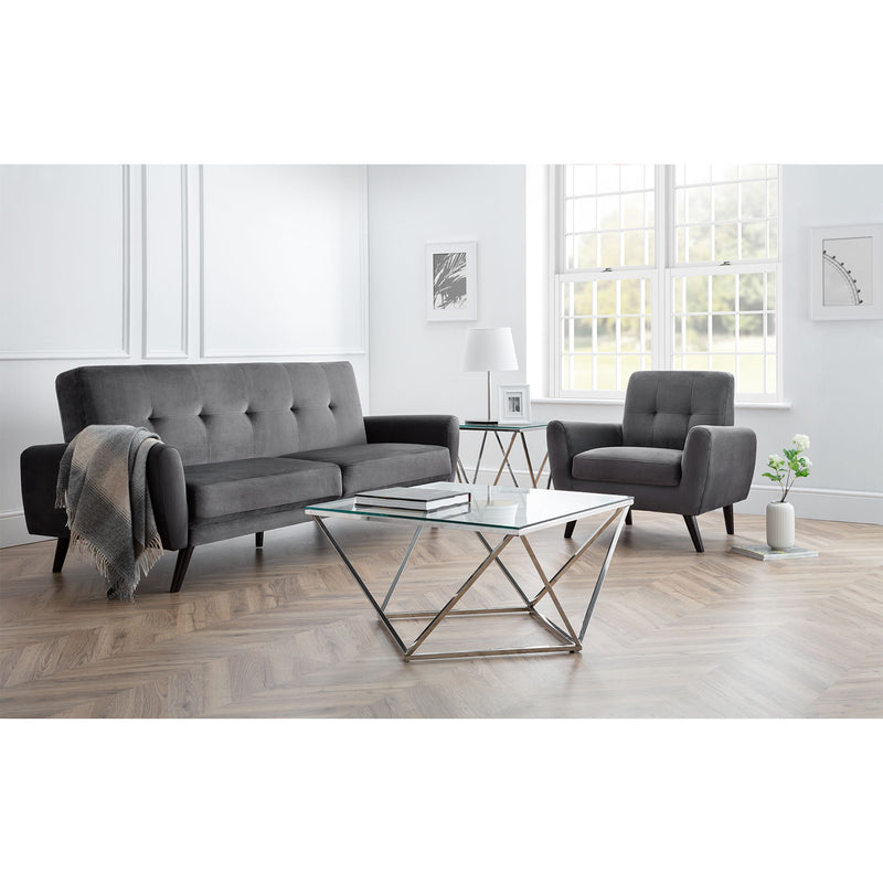 Monza Dark Grey Velvet Sofa Bed by Lavishway | Velvet Sofa-61493