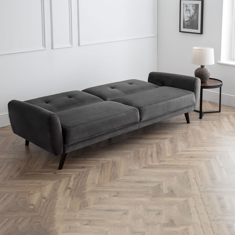Monza Dark Grey Velvet Sofa Bed by Lavishway | Velvet Sofa-61485
