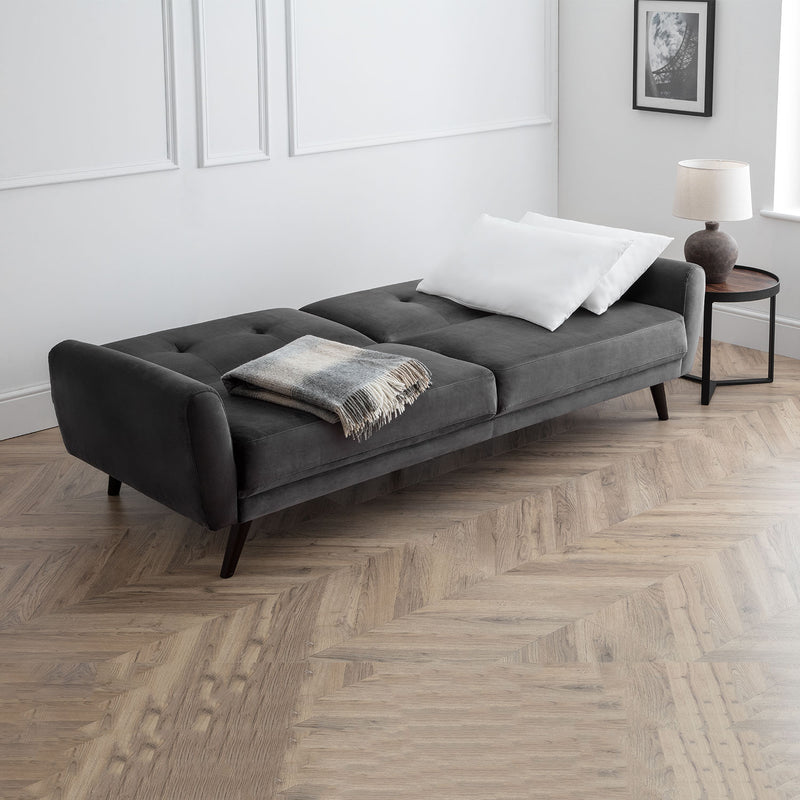Monza Dark Grey Velvet Sofa Bed by Lavishway | Velvet Sofa-61484