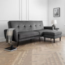 Monza Dark Grey Velvet Sofa Bed by Lavishway | Velvet Sofa-61483
