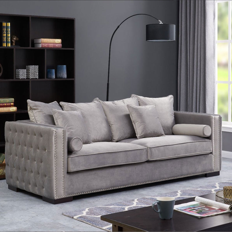 Moscow Upholstered Velvet 3 Seater Sofa by Lavishway | Velvet Sofa-24661