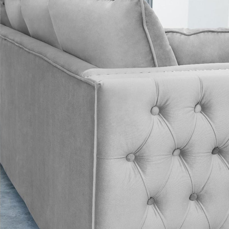 Moscow Grey Velvet Corner Sofa by Lavishway | Velvet Sofa-25288
