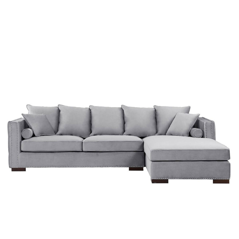 Moscow Grey Velvet Corner Sofa by Lavishway | Velvet Sofa-25286