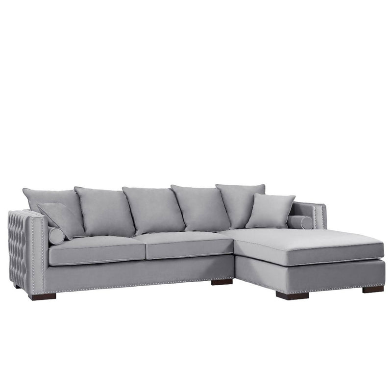 Moscow Grey Velvet Corner Sofa by Lavishway | Velvet Sofa-25285