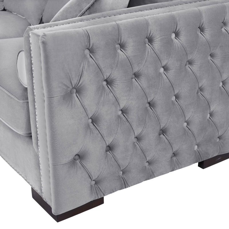 Moscow Grey Velvet Corner Sofa by Lavishway | Velvet Sofa-25297